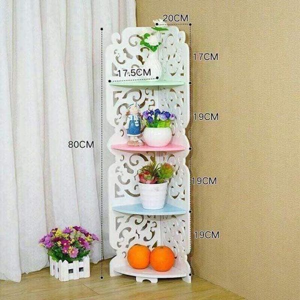KỆ GÓC 4 TẦNG HOA VĂN BẰNG GỖ
