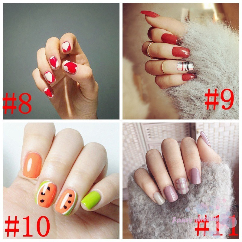 Bộ 24 móng giả nhiều hoa văn thời trang làm nail nghệ thuật