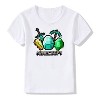 Áo Thun In Họa Tiết Hoạt Hình Minecraft Thời Trang Mùa Hè Cho Bé