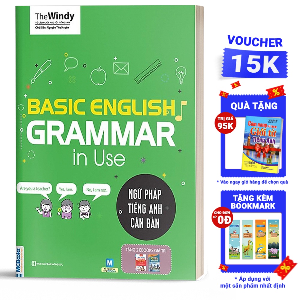 Sách - Ngữ Pháp Tiếng Anh Căn Bản Phiên Bản Bìa Xanh 1 Màu Dành Cho Người Mới Bắt Đầu - Kèm App Học Online