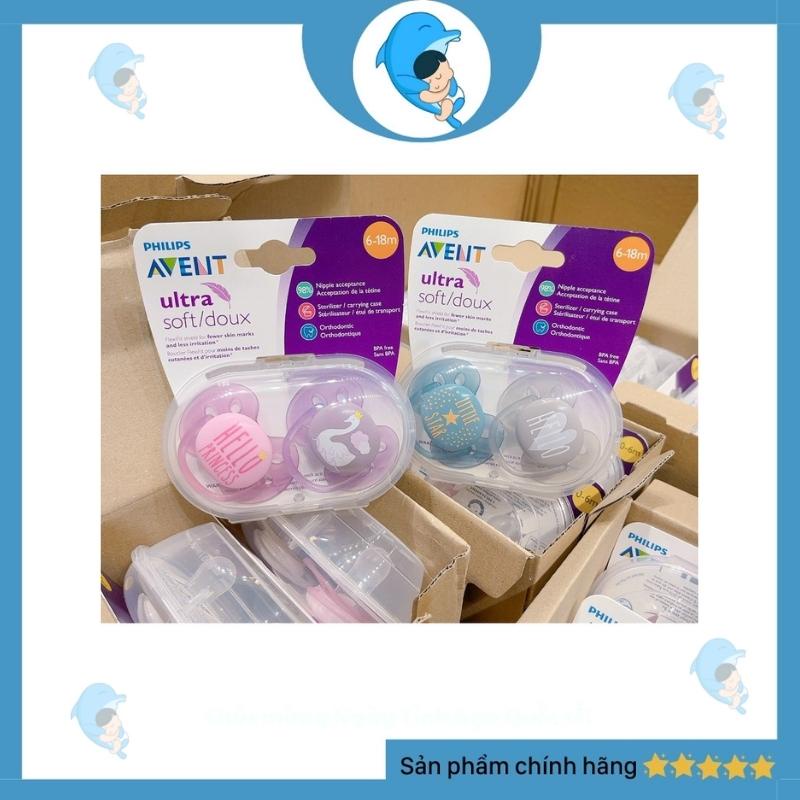 Ti Giả Ti Ngậm Chỉnh Nha Đầu Dẹt Siêu Mềm Avent Ultra Soft Chính Hãng An Toàn Cho Bé 6-18m