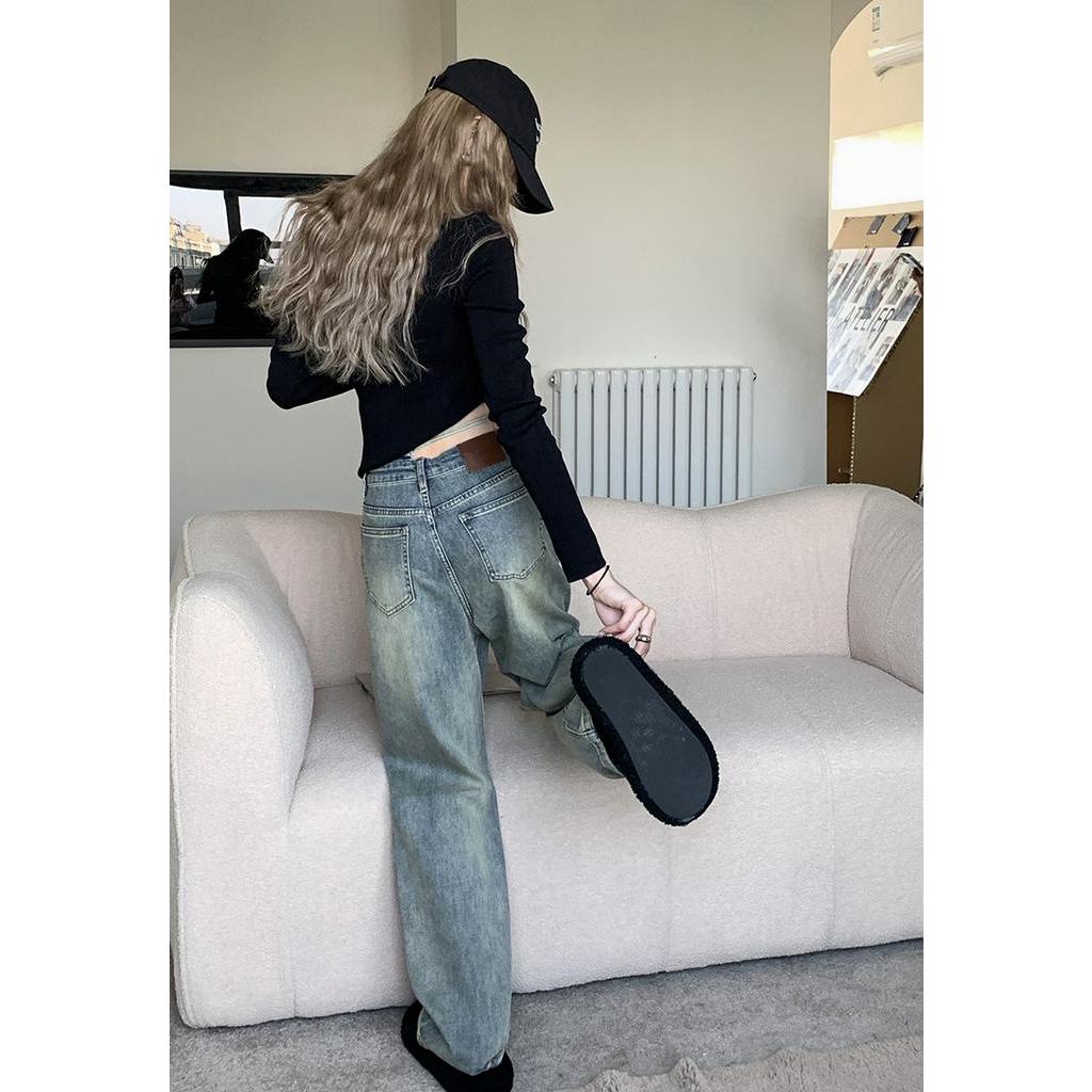 Quần Denim Thắt Dây Ống Rộng Hoài Niệm Thời Trang Xuân Hè 63377