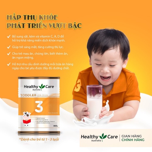 Sữa bột Toddler Milk Drink Healthy Care số 3 của Úc - Bổ sung dưỡng chất giúp bé phát triển toàn diện (900g)