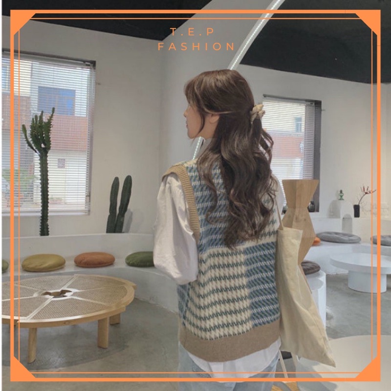 Áo Gile Len Nữ Chất Dày Dặn Phong Cách Hàn Quốc Hoạ Tiết Ziczac Siêu Xinh Tep Fashion - AGL002