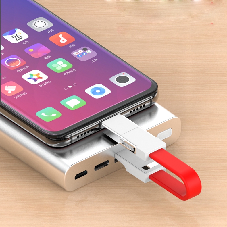 Cáp sạc Micro USB &amp; Type C &amp; Lighting 3 trong 1 thiết kế móc khóa tiện dụng cho iphone Android