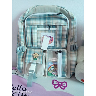 Balo ulzzang nữ đi học, balo nhiều ngăn thời trang, tặng kèm stickers dễ thương