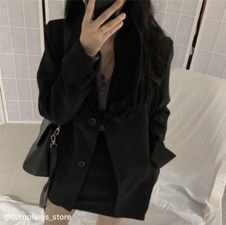 Set blazer + chân váy đen