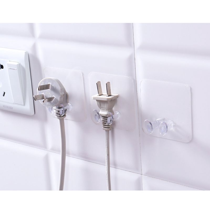 Set 5 móc gắn tường treo phích cắm điện trong suốt