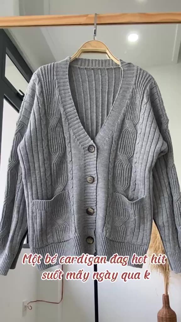 Áo Khoác Cardigan Len Thừng Phối Túi Trước Chất Len Dày Phong Cách Hàn Quốc, Labibi | BigBuy360 - bigbuy360.vn