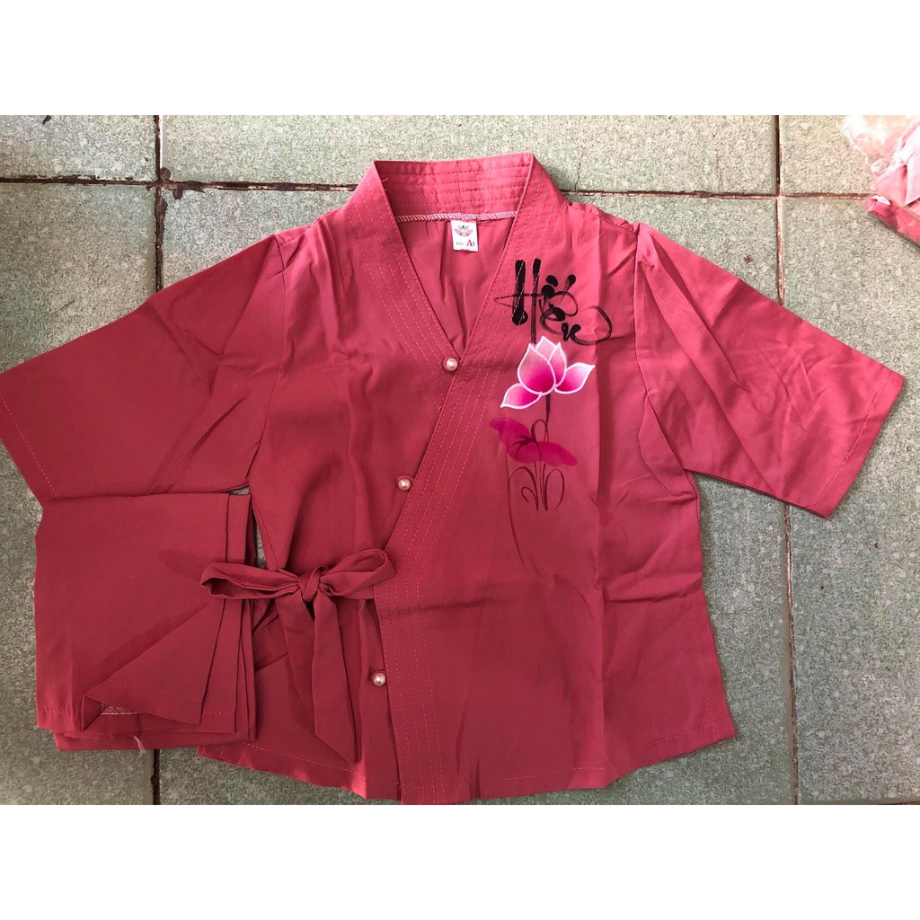 Bà lai nhật bé gái - Đồ lam đi chùa bé gái - Set lam Phật tử bé gái - Huỳnh Gia