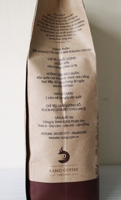 500g cafe PHƯỚC SƠN COFFEE nguyên chất rang mộc 80% Robusta trộn 20% Arabica Cầu đất | BigBuy360 - bigbuy360.vn