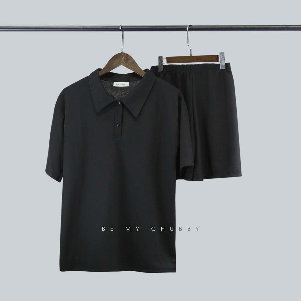 Set Đồ Unisex Bigsize Áo Polo Quần Short Vải Co Dãn Dưới 85kg │ SUE Bigsize