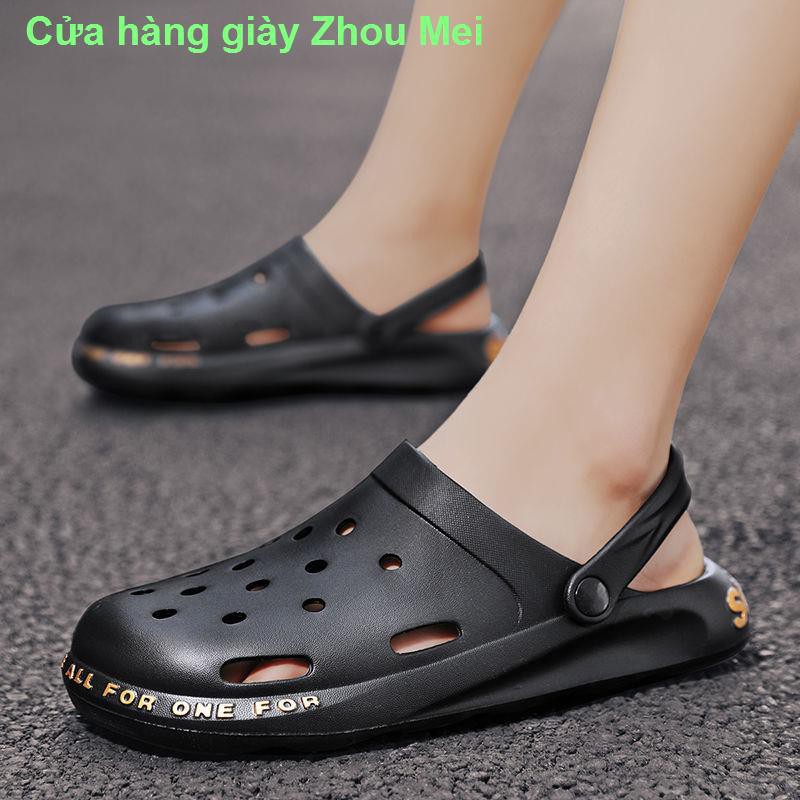 Giày đi biển nam thời trang dép quai hậu chống trượt mang đế dày xu hướng của giới có lỗ thoáng khí phong cách H _