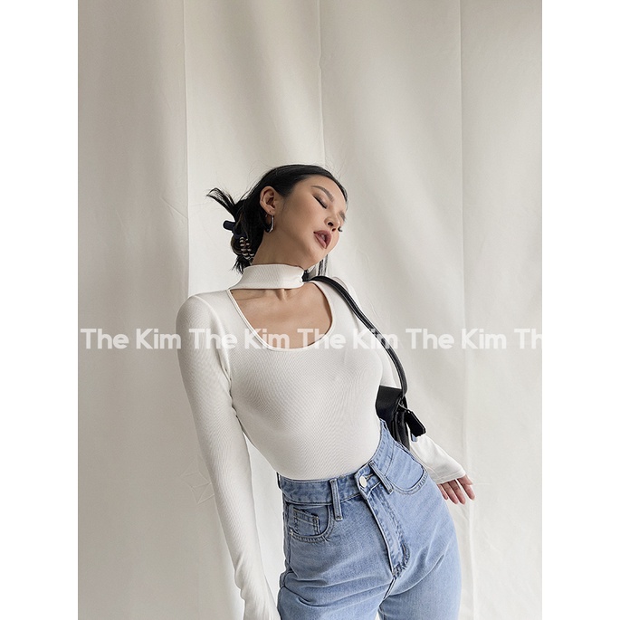 Áo len tăm nhung dài tay cổ cao khoét ngực gợi cảm , thun tăm giữ nhiệt tay dài cao cổ The Kim AD133 | BigBuy360 - bigbuy360.vn