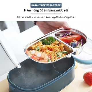 Hộp cơm giữ nhiệt, thực phẩm văn phòng lúa mạch NATAHI FS1 2 tầng Inox, chống gỉ, sang trọng
