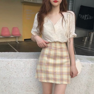 Chân váy kẻ caro màu kẹo ngọt cực xinh Ulzzang style🌸 Hàng Quảng Châu