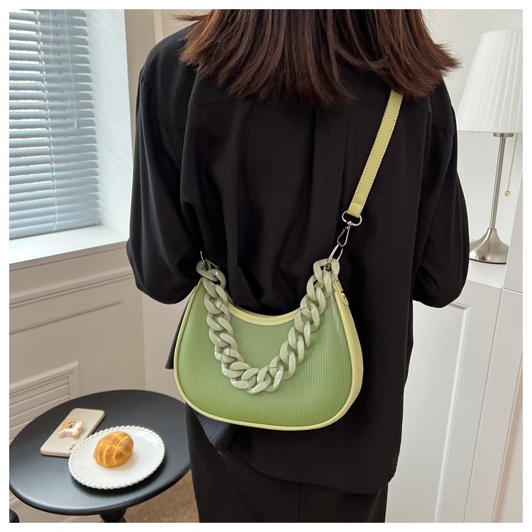 Túi Xách Đeo Vai Trong Suốt Phối Dây Xích Thời Trang Mùa Hè Hàn Quốc 2022 Cho Nữ