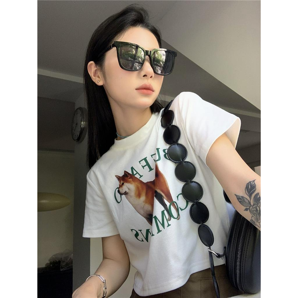 Áo Thun Dáng Ôm Cổ Tròn Ngắn Tay In Hình Dễ Thương Thời Trang Mùa Hè 63405