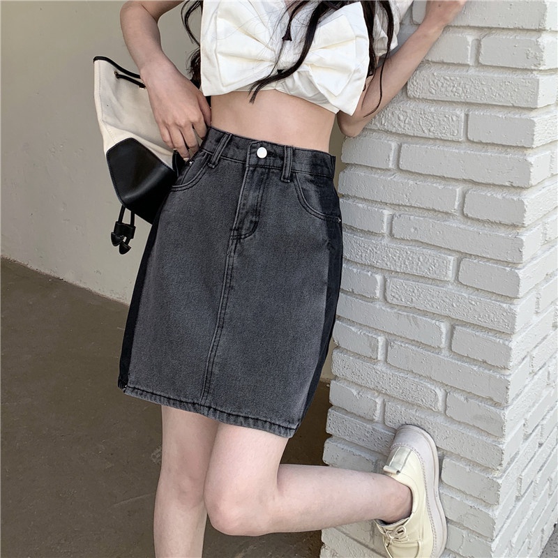 Chân Váy Jeans Chữ A Lưng Cao Thời Trang Hàn Quốc