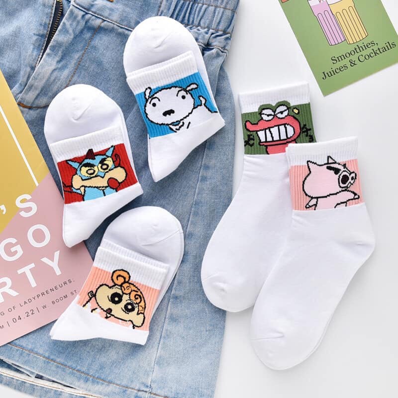 [FreeShip 50K] Combo 5 Đôi Tất Shin Lợn Trắng Siêu Đẹp