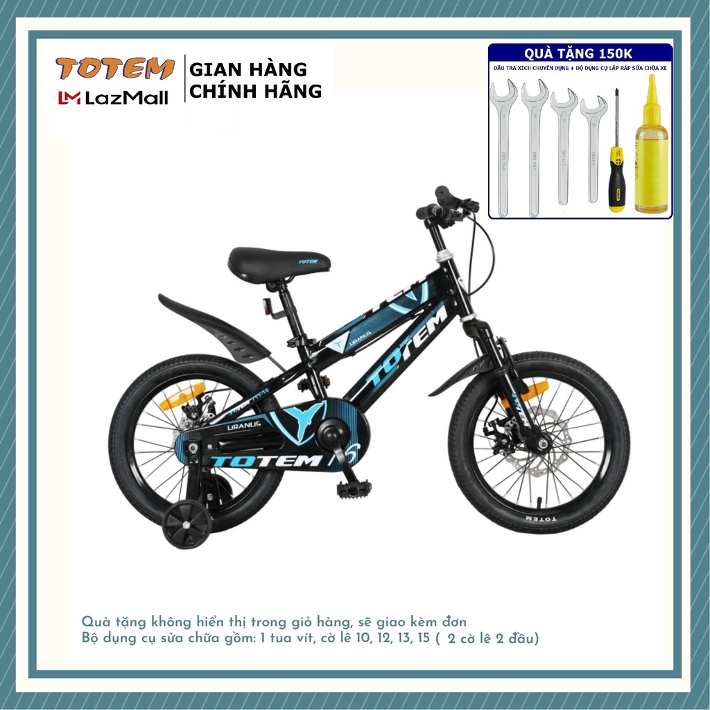 ( Chính Hãng) Xe Đạp Totem Cho Bé 4-7 Tuổi 16 inch Phanh Đĩa