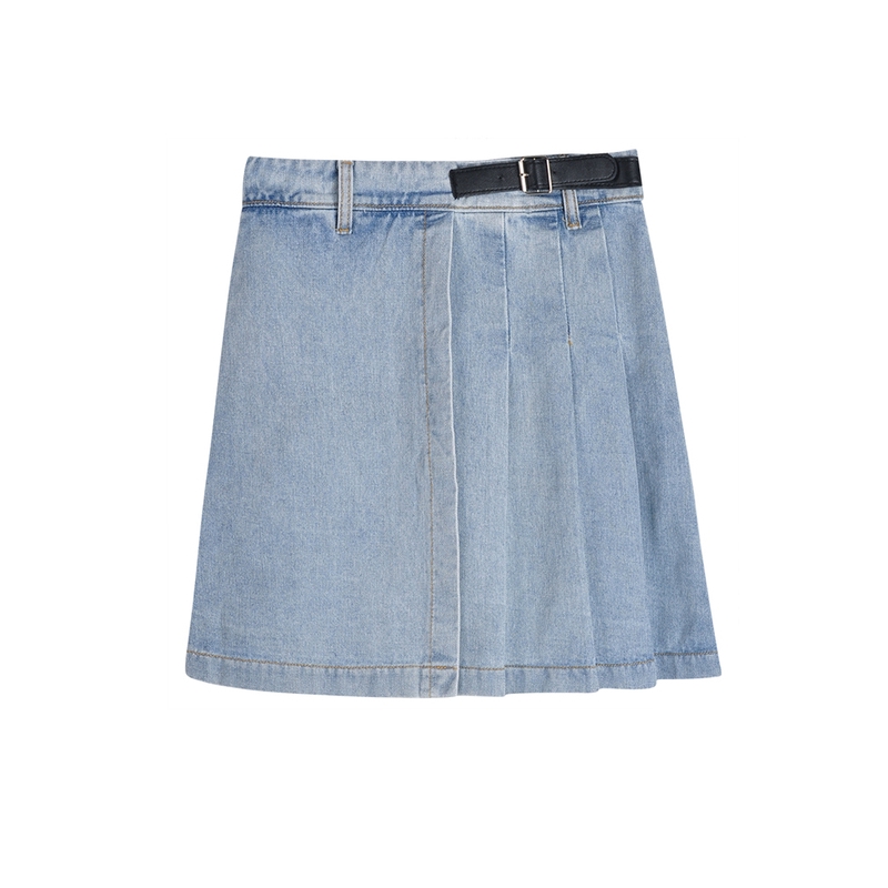 In stock Chân Váy Denim Chữ A Lưng Cao Thiết Kế Xếp Ly Xinh Xắn | BigBuy360 - bigbuy360.vn