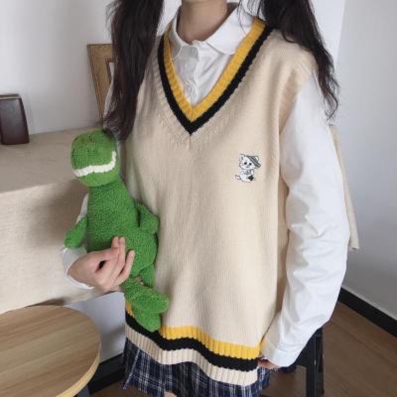 Áo gile len ulzzang nữ dáng Hàn Quốc, chất len đẹp không bai xù - 011 | BigBuy360 - bigbuy360.vn