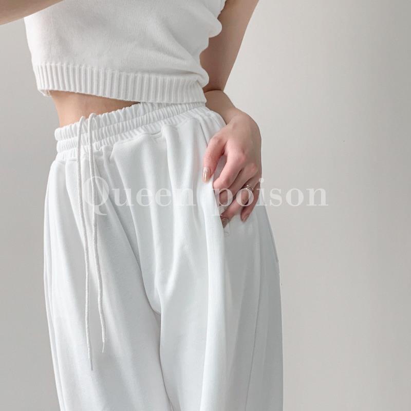 Quần dài ống rộng lưng cao phối dây rút thời trang dành cho nữ