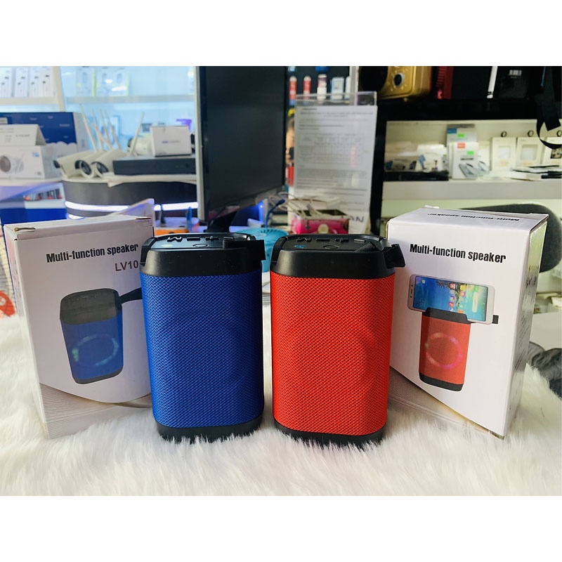 Loa bluetooth LV10 kiêm giá đỡ đt, loa nghe nhạc có đèn nháy, bluetooth 5.0, thẻ nhớ, usb, kèm dây sạc - SMA
