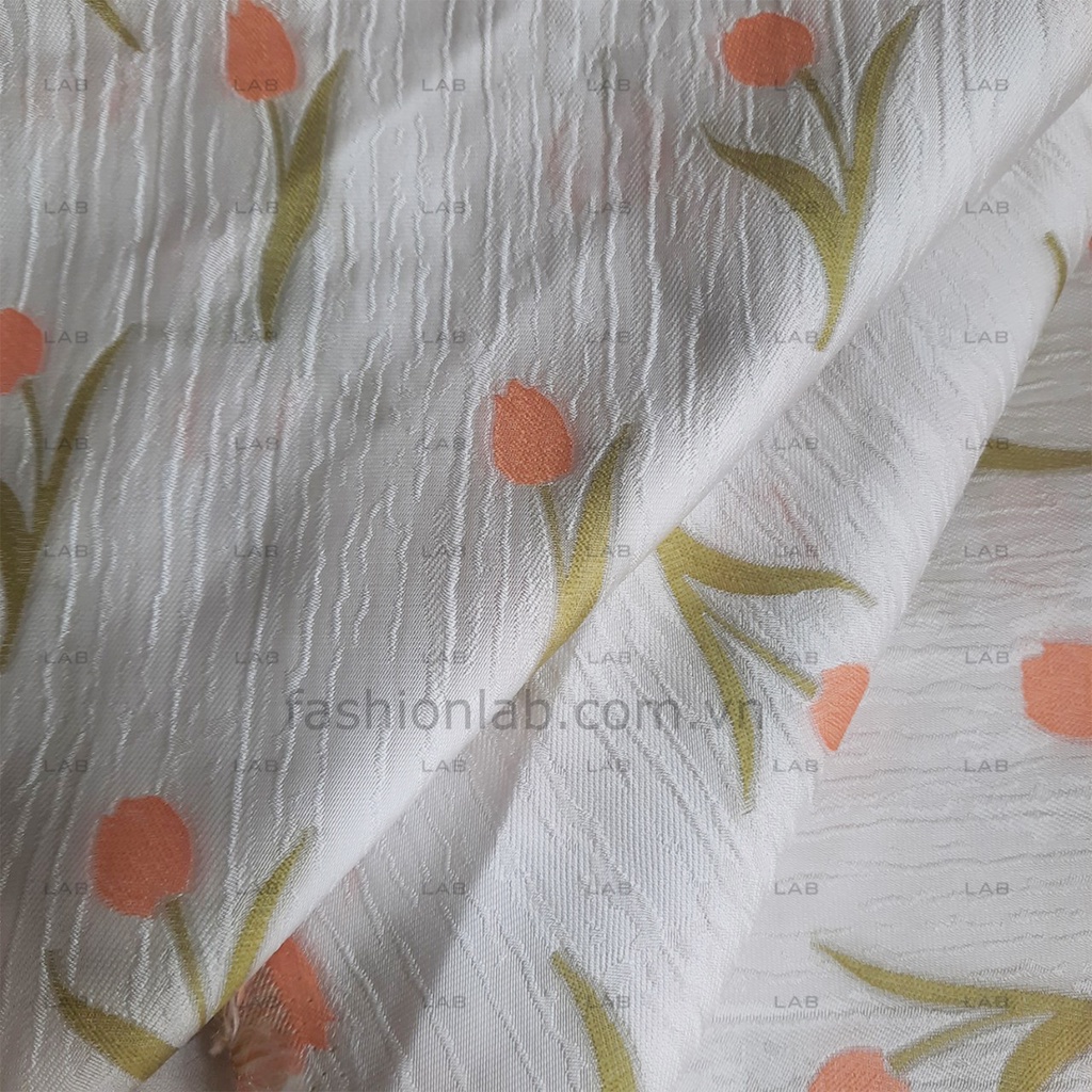 (Video) Vải gấm gân Hoa Tuylip khổ 150cm (m) #0305