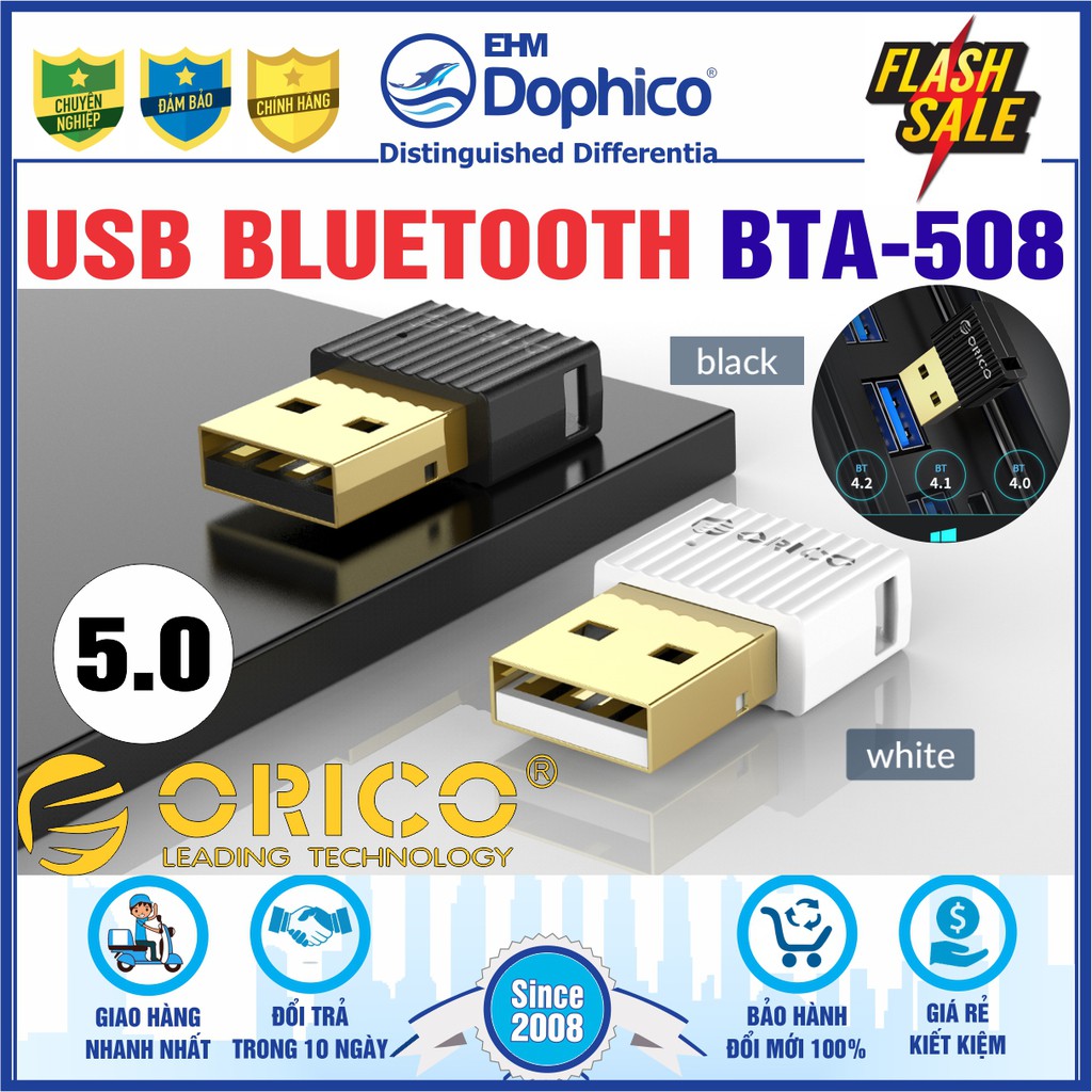 USB Bluetooth 5.0 Orico BTA-508 – Chính Hãng Orico – Hỗ trợ máy tính kết nối Bluetooth với các thiết bị khác
