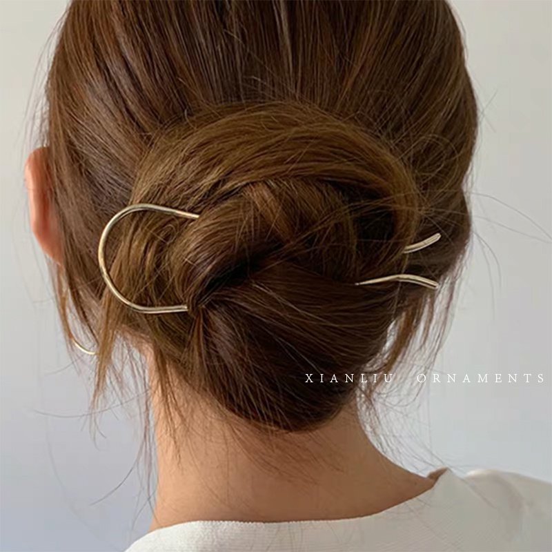Kẹp Tóc Kim Loại Hình Chữ U Đơn Giản Thời Trang Phong Cách Hàn Quốc