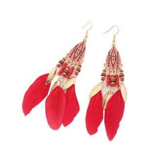 Phụ nữ Vintage Rice Hạt Bông tai Tua Bông tai kim loại dài