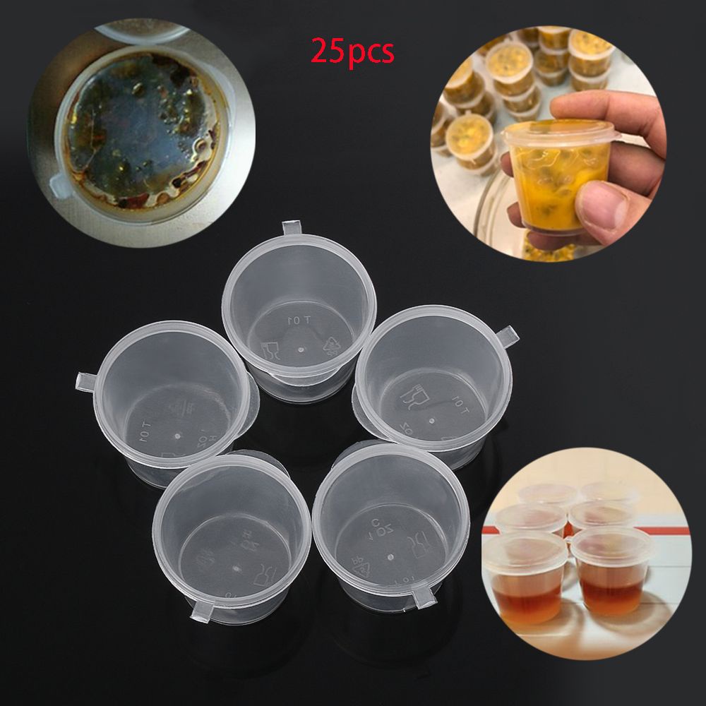 Set 25 cốc nhựa đựng nước sốt có nắp dùng một lần tiện dụng