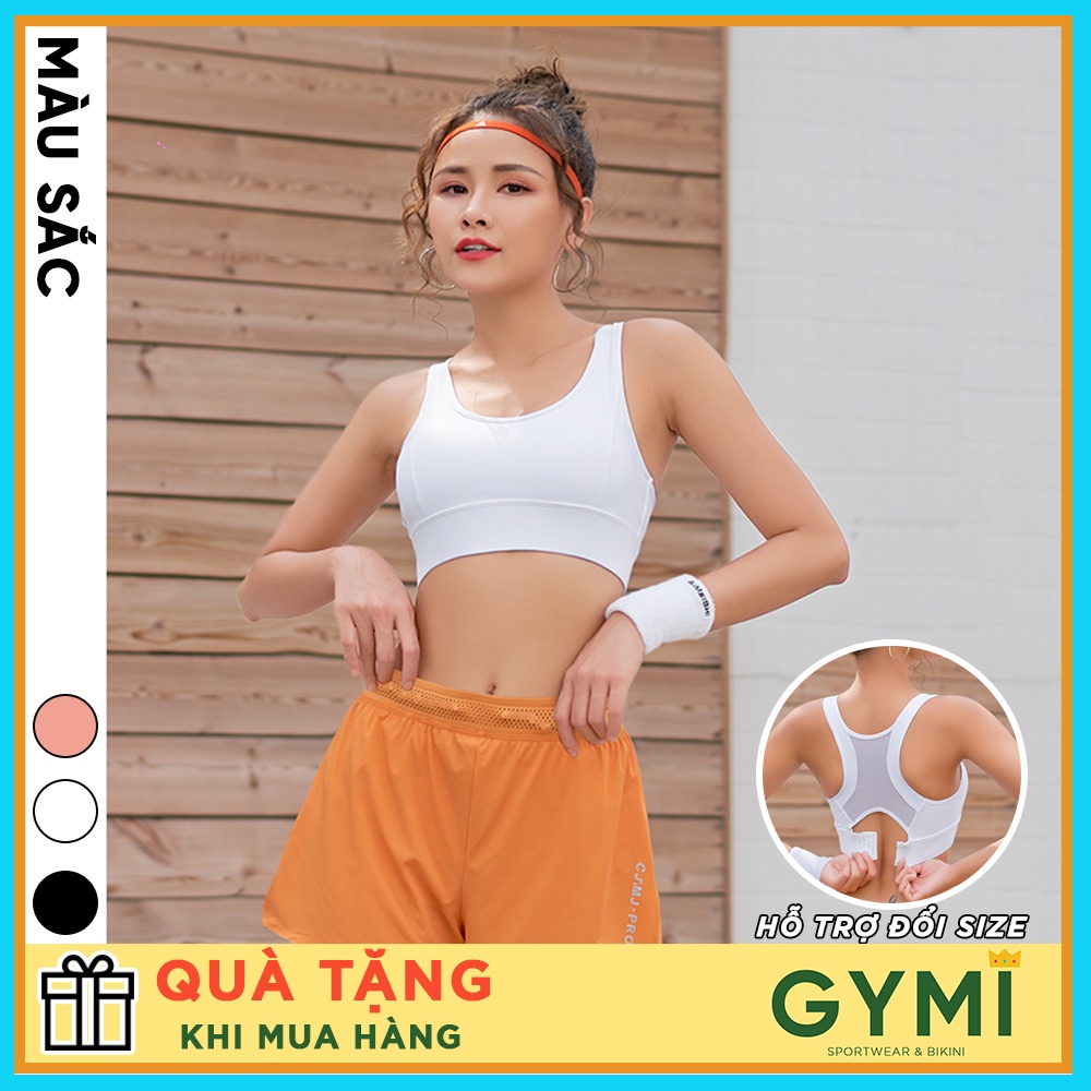 Áo bra tập gym yoga nữ GYMI AL20 chất thun poly lạnh thể thao khoá cài sau lưng lưới nâng đỡ cố định ngực