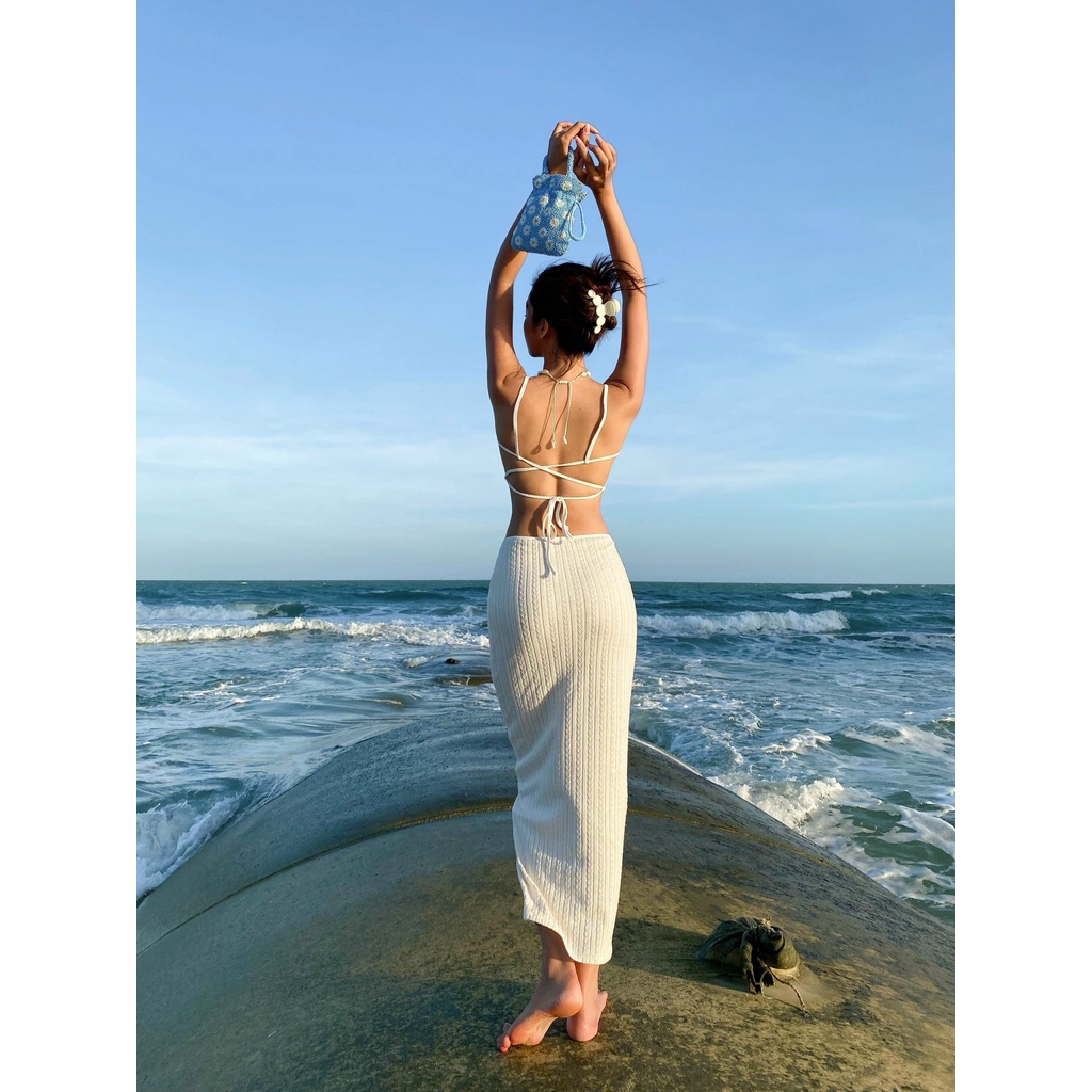 Beach Me Dress - Váy thun ôm body khoét eo hở lưng - Thiết Kế Bởi Coco.Official