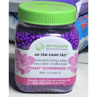 Phân Bón Thông Minh Rynan Flowermate 220 NPK 12-12-20+TE Chuyên dùng cho Hoa Phong Lan lúc ngủ nghỉ và ra hoa (150g)