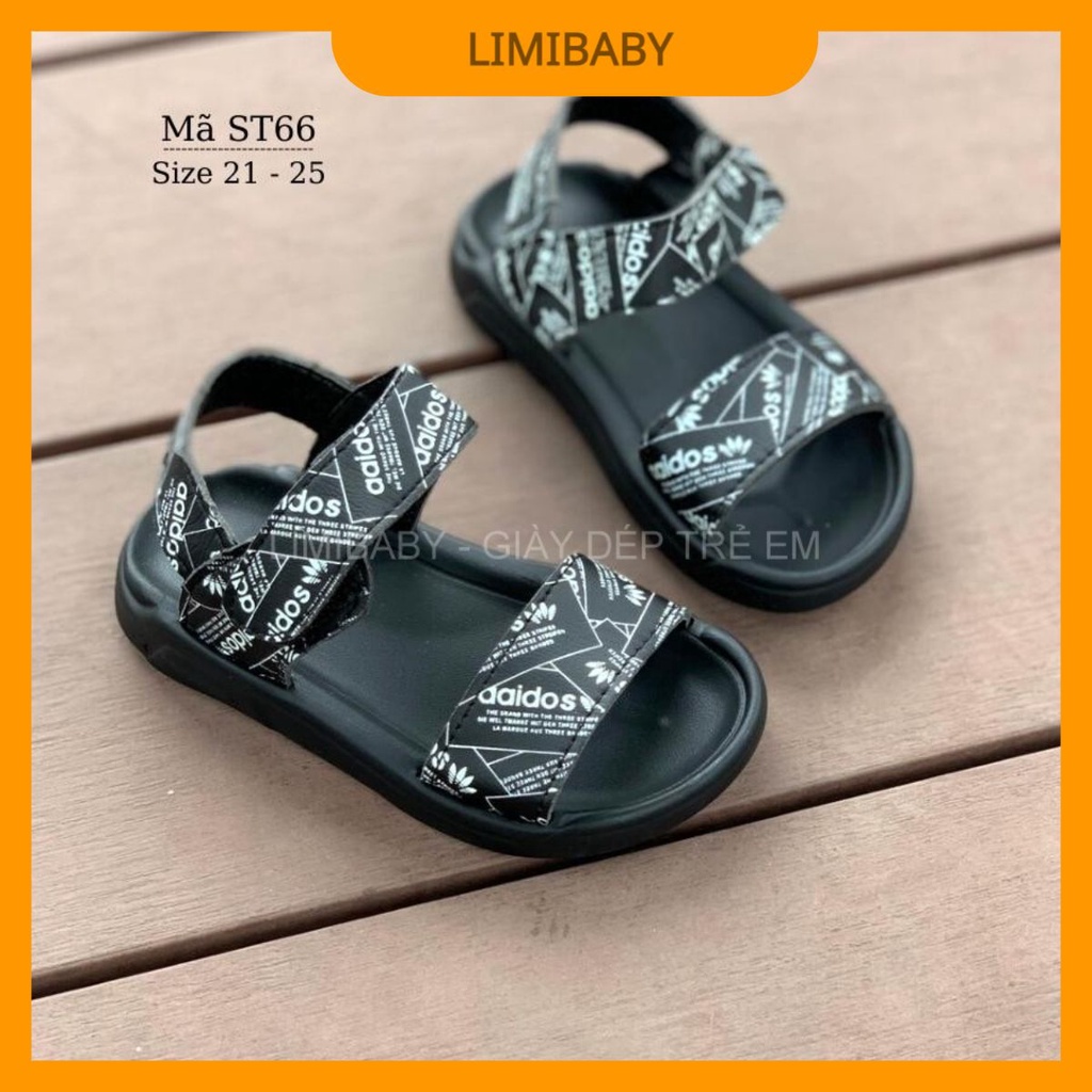 Sandal cho bé trai đen chữ trắng aaidos quai dán thời trang da cao cấp êm mềm phù hợp cho trẻ em tập đi 1 2 3 tuổi ST66