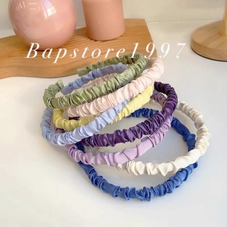 Băng đô bờm lụa satin nhún phong cách Hàn Quốc