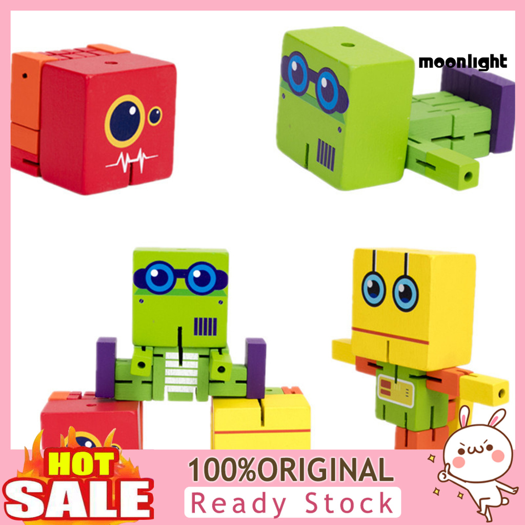 ML-JD Building Blocks Flexible Early Childhood Enlightenment Wood Deformation Robot Educational Toys for Kids