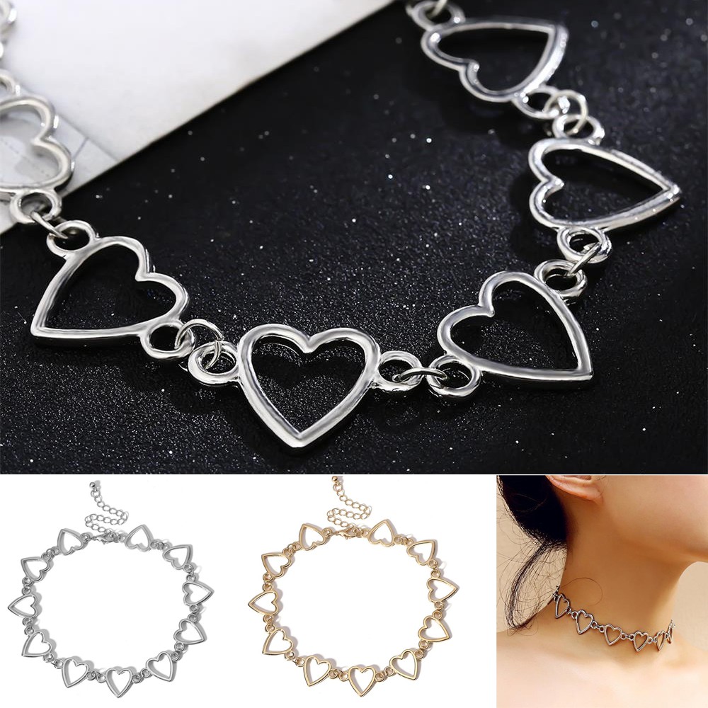 Vòng cổ choker chất liệu hợp kim kiểu trái tim/bươm bướm hình tròn thời trang cho nữ