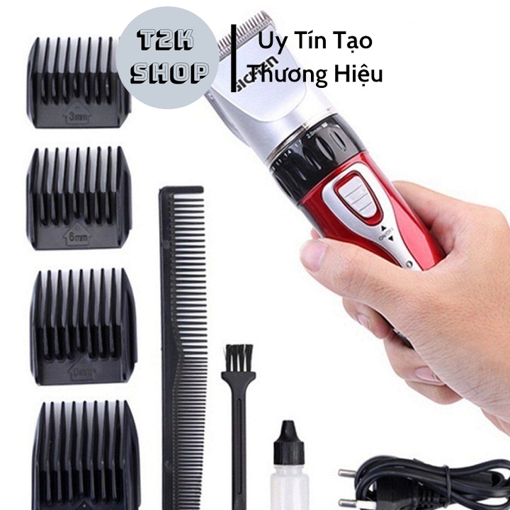 Tông đơ cắt tóc JICHEN 0817 chuyên nghiệp cho bé hoạt động mạnh mẽ, Pin sạc siêu bền tặng kèm 4 cữ và lược