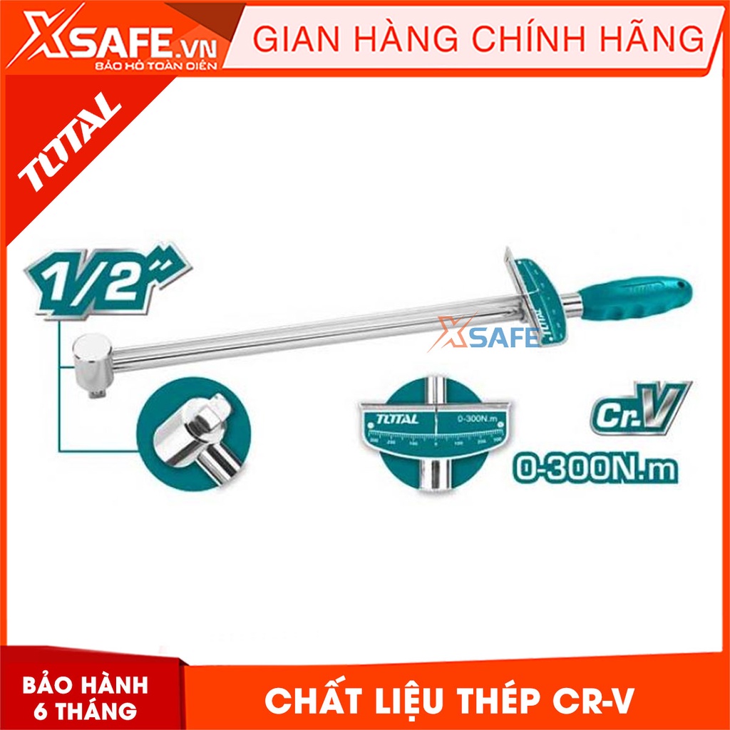 Cần siết lực TOTAL THPTW300N2 gọn nhẹ Cần siết nối dài chất liệu thép CR-V Chịu nhiệt, mạ crôm, mô-men xoắn 0-300N.m
