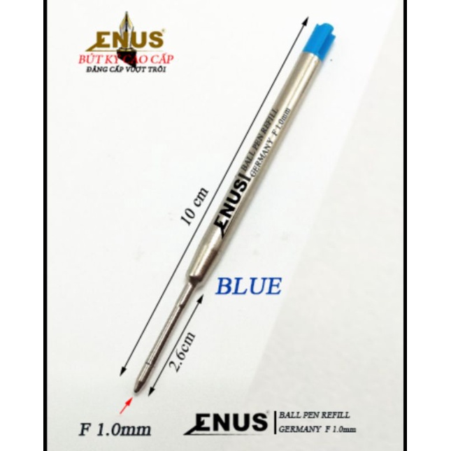 Ruột bút bi xoay cao cấp ngòi bút ký viết mực bi xanh Enus VB01BL