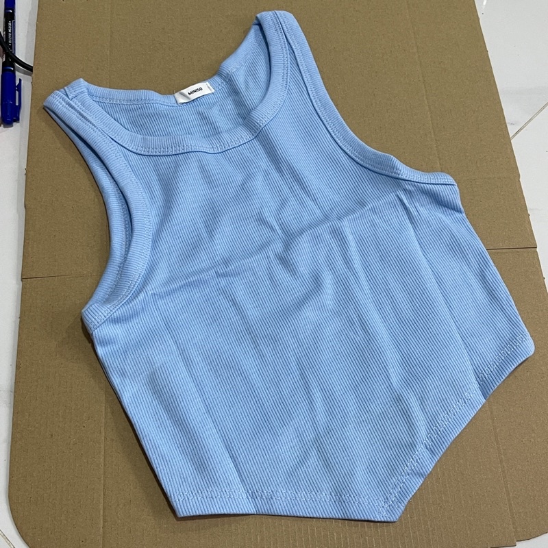 Áo tank top baby blue chất thun gân co giãn