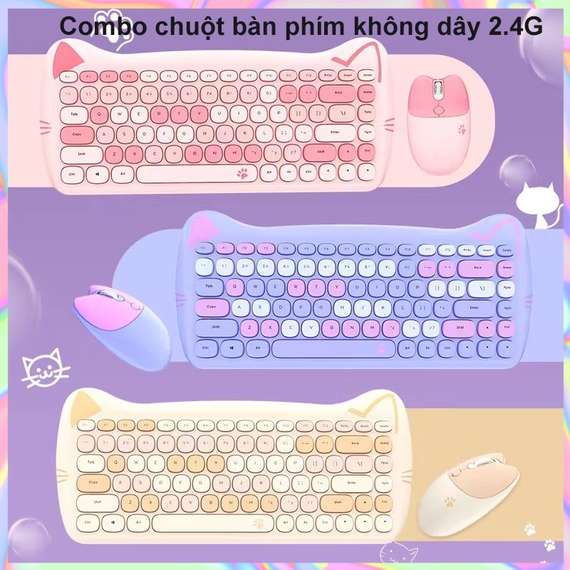 Bộ Bàn Phím Chuột Không Dây 2.4G, Sử Dụng Cho Laptop, PC, Ipad, Bảo Hành 12 Tháng