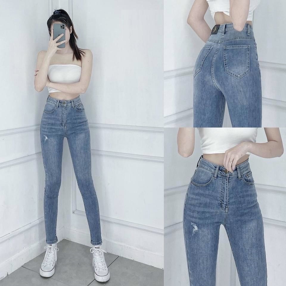 Quần jeans Skinny lưng cao rách nhẹ QJ363