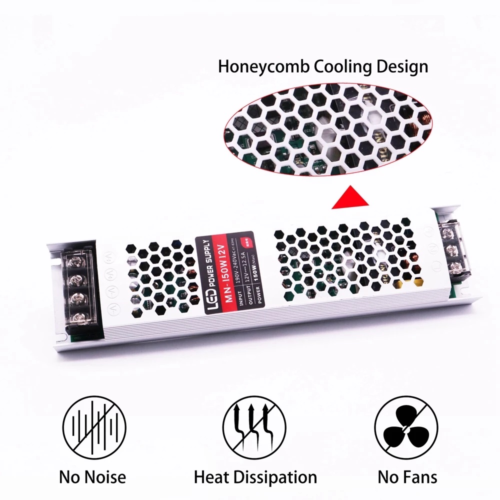 Bộ Biến Áp Nguồn DC12V/24V 60W 100W 150W 200W 300W AC190-240V Cho Đèn Led Dây