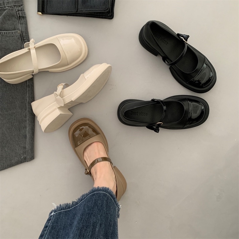 Giày búp bê mũi tròn đế cao 2p quai cài giày marry jane phong cách basic full hộp. ib e để được hỗ trợ