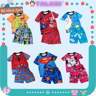 Đồ bộ quần áo trẻ em thun lạnh in hình 3D toàn thân cho bé trai và bé gái size 7-20kg